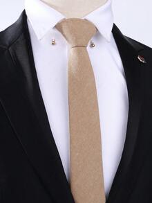 1 条男士纯色领带，卡其色时尚百搭领带，适合正式穿着、商务和聚会 - 卡其色 - 查看 5