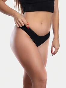 KIT 10 Tanga Cotton Penteado Conforto Feminina Atacado Qualidade Tanga feminina Cotton Penteado de qualidade - Preto e Chocolate - Visão 3