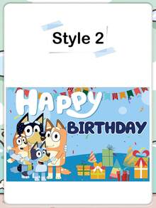 Fondo de fotografía de la casa de dibujos animados Bluey, fondo exterior con cielo azul y camión, decoración de fiesta de mascotas, banner de fondo perfecto para photocall de fiesta de cumpleaños, props de estudio, fondo de feliz cumpleaños, ducha hawaiana, fondo hawaiano con globos, fondo de dibujos animados, banner de decoración de fiesta - Multicolor - Ver 13