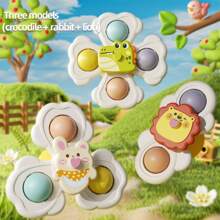 3Pcs/Set Baby Insect Bath Toys With Suction Cups, Cartoon Animal Style Rattle Spinner Sensory Toys, ABS Material, Rotating Windmill Design For Bathtub Wall, Early Education Fine Motor Toy For Toddlers Boys Girls Gift Indoor Water Play