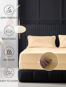 1pc 100% Waterproof 6-Sided Zippered Mattress Protector, Fits9-12 Inches Deep Mattress, Twin, Full, King, Queen Size, Deep Mattress, Breathable & Noiseless, Dustproof Non-Slip, Bedspread, Fitted Sheet, Washable Mattress Encasement, Low Allergenicity, High Quality Zippered Mattress Cover, Ideal Home Gift, Perfect Holiday Gift,Fall Decor,Autumn Decor,Room Decor - 米色(床單高25cm) - 查看 6