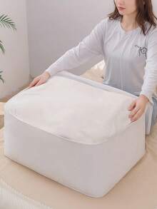 1/3pcs Foldable Semi-Transparent Cotton Quilt Storage Bag, PEVA Frosted Zipper Design, Suitable For Bedroom, Wardrobe, Clothes And Blanket Organization