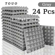 TOUO 金字塔吸音泡沫板 6-48 块，8 种颜色，高密度隔音泡沫 12 英寸 X 12 英寸 X 2 英寸 / 12 英寸 X 12 英寸 X 1.18 英寸，适用于墙壁、工作室、鼓室、办公室的隔音和声学处理 - 彩色 - 查看 28