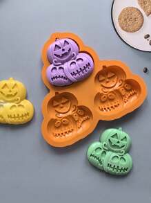1 件万圣节南瓜和巧克力慕斯、南瓜形糖果模具托盘、南瓜鬼蝙蝠头骨软糖巧克力模具适用于 DIY 工艺品、纸杯蛋糕装饰、肥皂果冻 - 非常适合 DIY 烘焙和厨房手工艺品 - 橘色 - 查看 4
