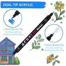 1pc Dual-Tip Dual-Color Marker Pen, Acrylic Painting Brush Pen For Glass Painting, Layering Colors, Art Students, Smudge-Proof, Washable, Watercolor Pen
