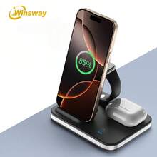 Winsway 4-In-1 Wireless Charging Stand 15W Strong Magnetic Power Supply, Foldable Mobile Phone Stand With Night Light, With USB C Data Cable, Compatible With IPhone 16-11, Watch Ultra 10-SE And Headphones - Black - View 2