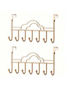 1/2pcs Over The Door Hooks, Wall Mount Towel Hanger, Towel Rack For Bathroom Towel Holder For Hanging Heavy Duty, Towel Hanger Over Door Hanger With 7 Coat Hooks For Bedroom Kitchen - Multicolor - View 7