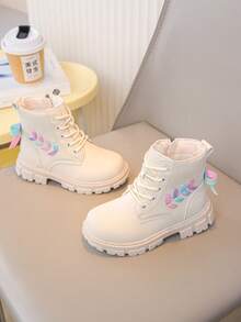 1 Pair New Heart-Shaped Bow Clover Girls Boots - Beige - View 7