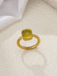 1 件奢华蘑菇不对称方形戒指，铜镶嵌锆石祖母绿宝石，适合作为情人节、婚礼、母亲节、约会的礼物 - 多色 - 查看 9