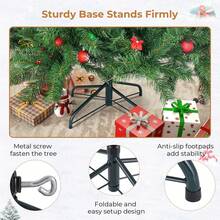 4 piedi/5 piedi/6 piedi/7 piedi Albero di Natale, Palline per Albero di Natale, Albero di Natale Artificiale, Albero di Pino di Natale con Supporto Metallico Pieghevole Solido Perfetto per Decorazioni Natalizie Interne ed Esterne, Facile da Montare, Regali di Natale, Verde