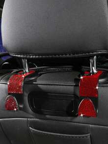 1 pieza Gancho colgador de automóvil con incrustaciones de diamantes para asiento trasero, accesorios creativos ocultos - Negro - Ver 23