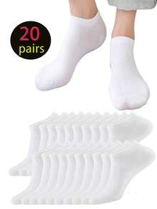 6/10/15/20 /30Pairs Women & Men Solid Color Low Cut Invisible Short Socks, Ladies Short Socks For Spring, Summer, Autumn & Winter, Men Elastic Soft Breathable Socks, Suitable For Daily Wear - Multicolor - View 20