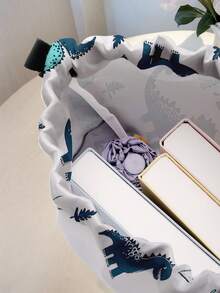 1pc Customized Cartoon Dinosaur Drawstring Backpack With Pockets, Perfect Back To School Gift For Children And Teenagers, Customizable With Your Own Name Or Friend/Sibling's Name - Multicolor - View 5