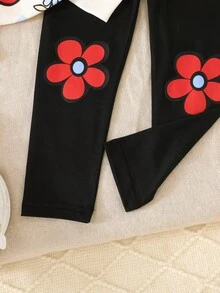 Bộ 2 món/Bộ trang phục áo và quần in họa tiết thời trang & thanh lịch cho bé gái - Đỏ - Xem 7