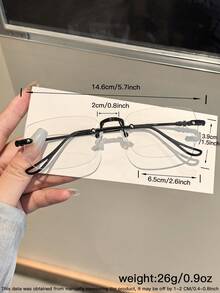 1 PC Women's Metal Rimless Light Glasses Rectangle Frame Premium Eye Protection Rimless Glasses Suitable For Daily Clothing Decor And Back To School - Nhiều màu - Xem 8