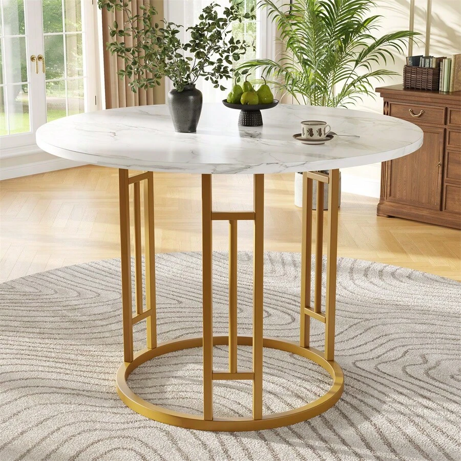 Stilvolle Esstisch Marmor Gold Rund Bildsarah3467