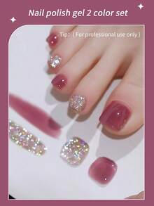 annies 10毫升夏季热销闪亮脚趾甲油亮片凝胶 2025新款冰啫喱裸色指甲油凝胶 2支装 女孩礼物美甲 - 彩色 - 查看 5