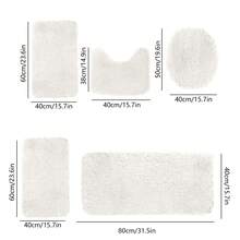 5-Piece Bathroom Rugs Set - Ultra Soft Velvet Fleece Mats, Non-Slip Absorbent Machine Washable, Contour & Toilet Lid Cover, Rectangular Mats For Modern Bathrooms, Thick Pile Foot Massage, Perfect For Bedroom Decor, Tub, Toilet Floor, Shower Room - trắng - Xem 3