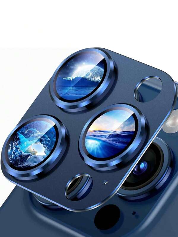 1 Pack Camera Lens Protector For IPhone 16/15/14/13/12/11/16 Pro Max/15 Pro Max/Plus/Mini, Aluminum Alloy Sapphire Glass Camera Screen Cover, Case Friendly- Blue Titanium