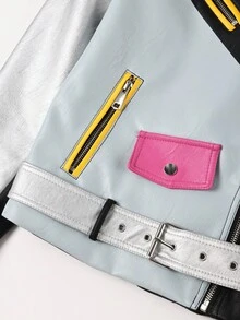 Risissida Women's Lightweight Cropped Patchwork Jacket - Minimalist Casual Style, All-Season Versatile Wear For Spring & Autumn