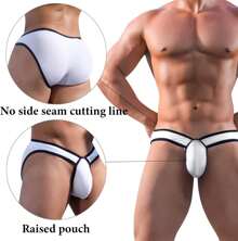 Meshal MEN'S Cotton Low Rise Briefs Soft Breathable Bulge Pouch Underwear - 紅色 - 查看 6