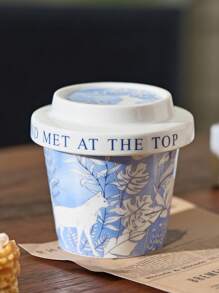 1 pieza Juego de taza de café de cerámica vintage azul y blanco, taza con asa de alta gama y exquisita, taza de oficina de gran capacidad, taza con asa de cerámica de la serie de gatos azul y blanco con tapa, taza para leche y té