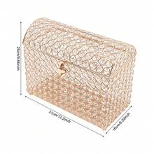 Crystal Wedding Card Box With Heart Lock, Money Card Box Treasure Chest Style Gold Gift For Wedding Receptions, Centerpiece Decor, Anniversary, Keepsake - Vàng - Xem 9