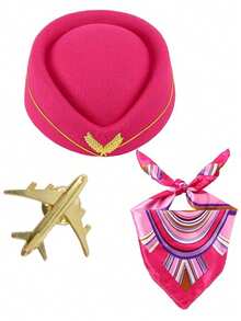 D EXCEED Juego de 1/2/3/4 piezas de gorra de azafata, bufanda y pin de avión - Accesorios de disfraz de azafata para mujeres para Halloween, fiestas temáticas y eventos de disfraces - Multicolor - Ver 20