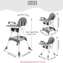 Ubravoo Baby High Chair, Height Adjustable - Convertible High/Low Chair,With Detachable Tray Belt Footrest And Toy Rack,Growing From 6 - 36 Months Baby Chair - Grey - View 6
