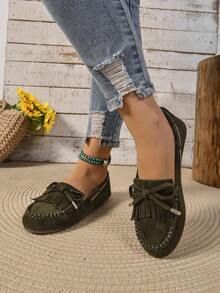 2025 New Lightweight Tassel Round Toe Comfortable Flat Non-Slip Soft Bottom Casual Loafers, Suitable For Mothers