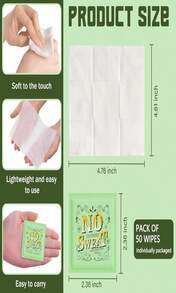 BUAEL Travel Deodorant 50 Pieces Of Deodorant Wipes And Body Wipes Individually Wrap Hypoallergenic Mini Deodorant Underarm Sweating Cucumber And Travel To Clean Skin For Female Male Teenagers - 50 - 查看 2