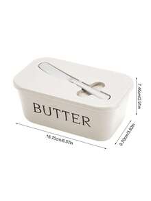 1 đĩa đựng bơ bằng nhựa kèm dao phết bơ và nắp, hộp đựng bơ dùng để nướng bánh và làm quà tặng trong bếp, đĩa đựng bơ kín có thể đặt trên quầy hoặc trong tủ lạnh, máy rửa chén - Nhiều màu - Xem 2
