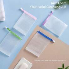 10 PCS Exfoliating Mesh Soap Pouch Double Layer Thicken Foam Net Soap Saver Sack Drawstring Holder Bags Bubble Mesh Bags (Multicolor)