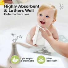 6-Pack Cami Washcloths Newborn, 10x10 Organic Cotton Face Wash Cloths Babies, Soft & Absorbent Bath Towels 2LFE - 柔和的白色 - 查看 10