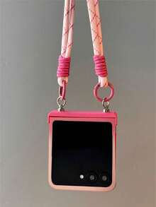 Funda de teléfono dura con gradiente rosa, soporte de anillo de conejo y correa de mano compatible con Samsung Galaxy Z Flip 5 6 Z Flip6 ZFlip 5 Zflip6 Zflip5, funda protectora para la parte posterior compatible con - Rosa degradado - Ver 5