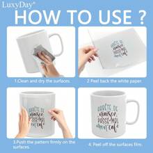 24 件法国“有趣的咖啡语录”主题透明贴花转印，适用于 DIY 家具、玻璃和木制工艺品 - DIY 防水自粘贴花，用于相册、家具装饰，LuxyDay 品牌