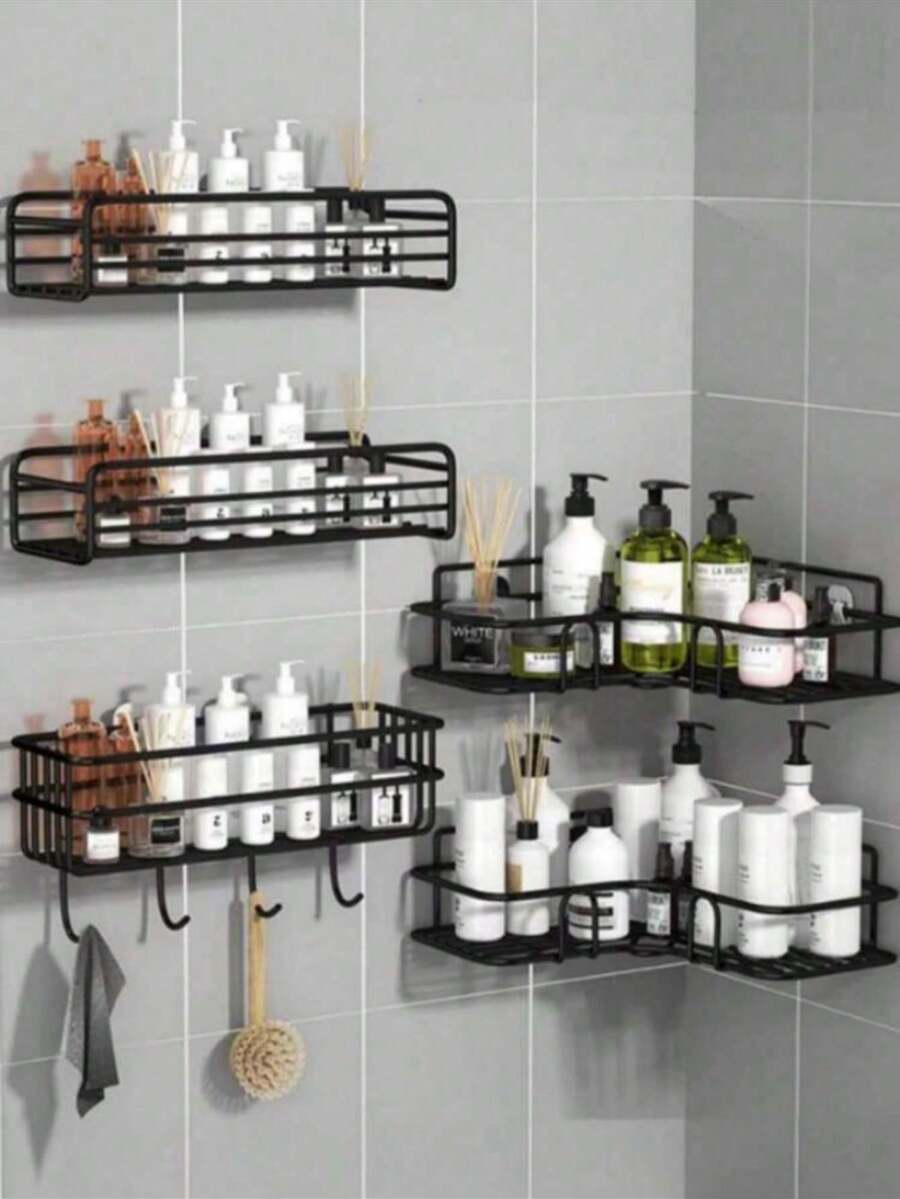 1pc No-Drilling Bathroom Organizer Shelf, Wall Mounted Shower Caddy Storage Rack For Toilet, Shampoo, Kitchen Home Bathroom Decor Fall Decor Back To School Bathroom