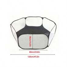 Portable Foldable 6-Panel Pet Playpen With Animal Designs (Cat, Hamster, Rabbit, Hedgehog), For Indoor & Outdoor Use - Black - View 3