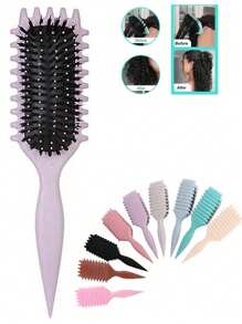 Cepillo definidor de rizos para cabello rizado, cepillo de estilo de rizos con volumen con diseño de ranura de borde, desenredador moldeador de rizos para rizos rebotones, control del frizz y definición de ondas, cepillo para cabello rizado para mujeres, herramienta para el cabello para uso húmedo o seco, ideal para uso diario o viajes, de vuelta a la escuela, artículos esenciales para viajes, accesorios para el cabello para mujeres