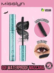 MISSLYN-Go! Waterproof Mascara, Waterproof Mascara, Eye Makeup, Volumizing & Lengthening, Separates Lashes, Stunning Effect, Buildable, Black, Lashes, Creates Natural To Voluminous Lash Look, Lengthening & Thickening, Fanning Lash Effect, Creamy Formula