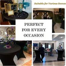Spandex Stretch Highboy Round Tablecloth 4-Pack 32"X43" White – Cocktail Table Cover, Waterproof & Washable, Perfect For Weddings, Parties, Banquets, Events - màu đen - Xem 8