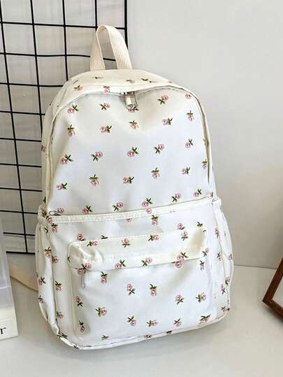 1个新款尼龙甜美柔软纯色大容量学生背包，简约纯色背包，适合大学生、女生，尼龙材质，适合青少年女孩，女士旅行单肩包