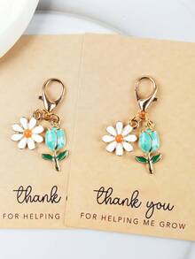 Set de 6 llaveros con tulipanes y margaritas, adecuados como colgantes, cadenas y decoración de bolsos, diseño floral de moda, regalo ideal para cumpleaños, bodas, Día del Maestro, Día del Padre, Día de la Madre, cumpleaños de amigos, accesorio perfecto para bolsos, llaveros de coche, excelente para el nuevo período escolar y graduación, diseñado para mujeres - Multicolor - Ver 5