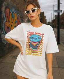 Unisex T-Shirt Rock Band Tame Alternative Impala Album The Slow Rush Music Show Tour - 白色 - 查看 2