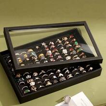 1 件 36/100 槽戒指盒，带透明盖的珠宝展示盒，耳环和配饰收纳纸盒，珠宝盒