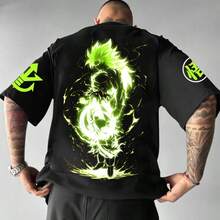 Basic And Oversized DBZ Broly Super Anime T-Shirt In Unisex Cotton - 黑色 - 查看 1