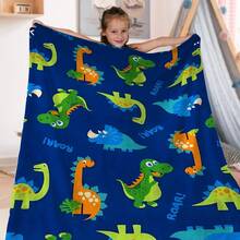 Kids Dinosaur Print Plush Blanket, Air Conditioning Blanket, Sofa Cover Blanket, Suitable For Home, Office, Outdoor, Camping, Travel, Air Conditioning Nap Blanket - Multicolor - View 2