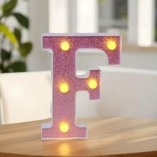 1 个 16 厘米/6.3 英寸粉色发光字母点亮您的房间，电池供电的 LED 字母灯，数字灯标志，适用于儿童房装饰、婚礼、生日派对装饰灯、家居和房间装饰字母灯、字母照明夜灯、圣诞装饰字母灯 - 深粉紅色 - 查看 15