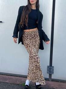 女士豹纹休闲时尚街头服饰派对度假 Y2K 裙子节日春夏 - 棕色 - 查看 1