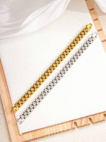 1 件不锈钢嘻哈情侣表带和手链，适合日常、节日、派对、装饰和佩戴 - 手鐲 - 查看 7